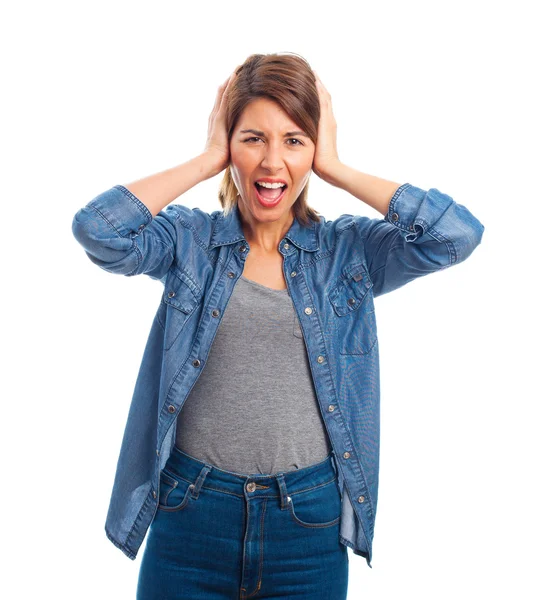 Junge coole Frau Lärmkonzept — Stockfoto