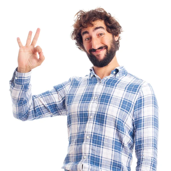 Young man all right sign — Stock Photo, Image