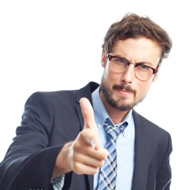 Genç çılgın işadamı işaret