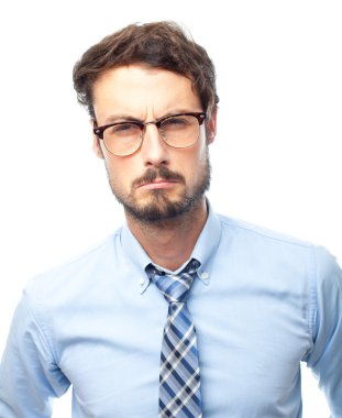 Sıkıcı yüze genç deli iş adamı