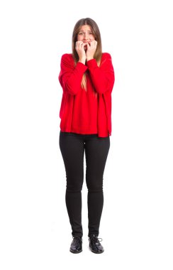 genç güzel kız jest korkuttu