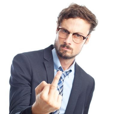 Genç çılgın işadamı jest katılmıyorum