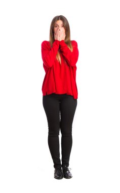 genç güzel kız jest şaşırttı