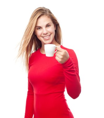 bir fincan kahve ile genç güzel kadın