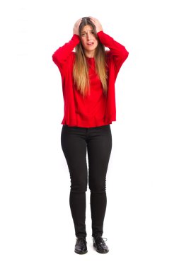 genç güzel kız üzgün poz