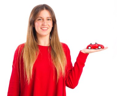 oyuncak araba ile genç güzel kız