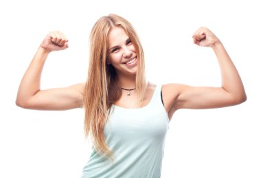 Genç güzel kadın güçlü poz