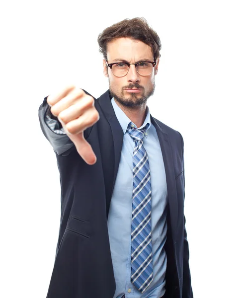 Young crazy businessman disagreement gesture — Stock Photo, Image