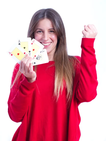 Conceito de poker menina legal jovem — Fotografia de Stock