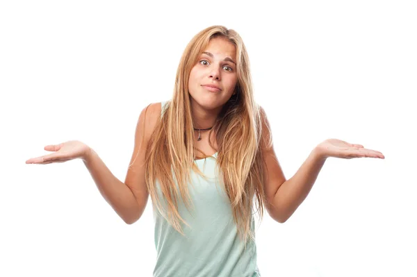 Young cool woman confused — Stock Photo, Image