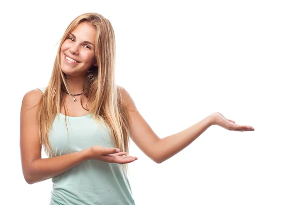 Young cool woman show gesture — Stock Photo, Image