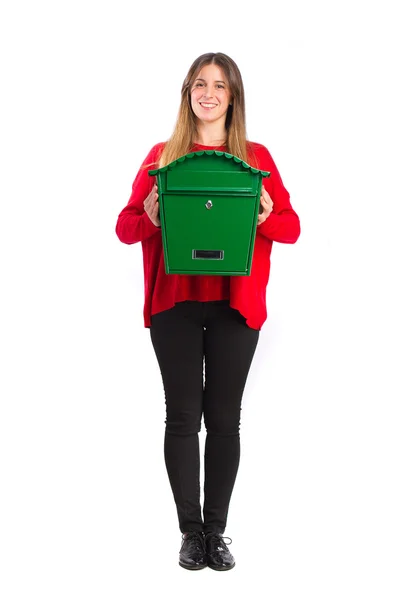 Young cool girl with a mail box — Stock Photo, Image