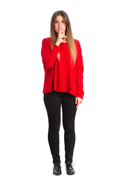 Young cool girl silence gesture — Stock Photo, Image