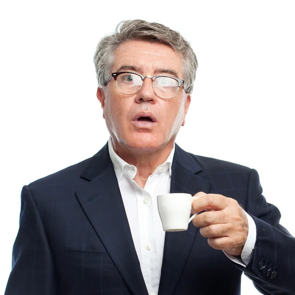 Senior cool man with a coffee — Stock Photo, Image