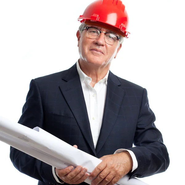 Senior onhartelijk mens architect concept — Stockfoto