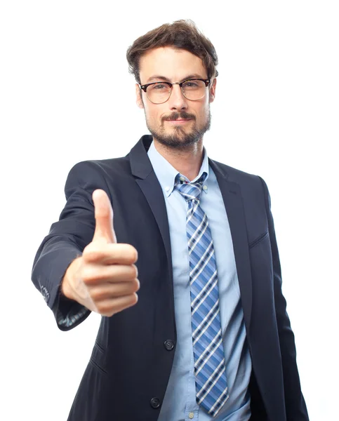 Young crazy businessman all right gesture — Stock Photo, Image