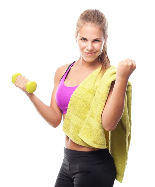 Jonge cool vrouw met dumbbell — Stockfoto