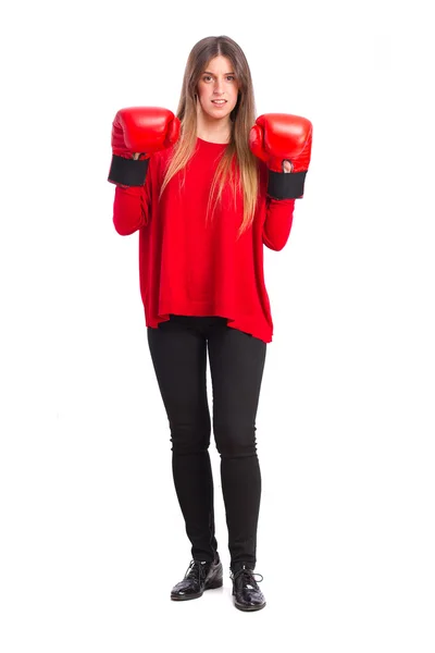 Young cool girl with boxing globes — Stock Photo, Image