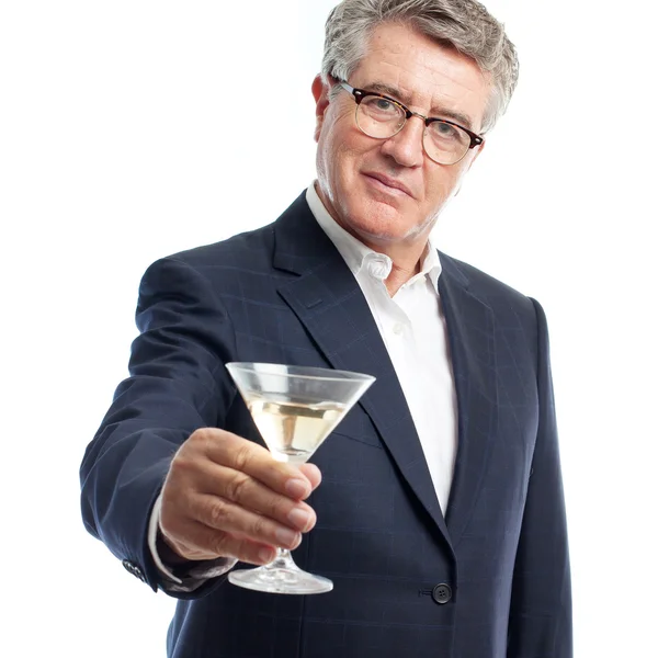 Senior cool man mit einem Becher trinken — Stockfoto