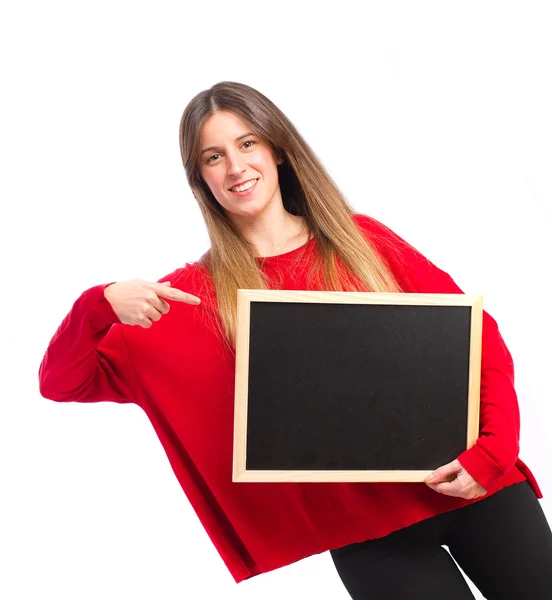 Young cool girl, blackboard — Stock Photo, Image