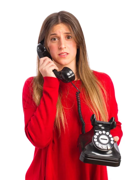 Dívka v pohodě mluvit o telefonu — Stock fotografie