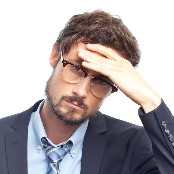 Young crazy businessman worried gesture — Stock Photo, Image