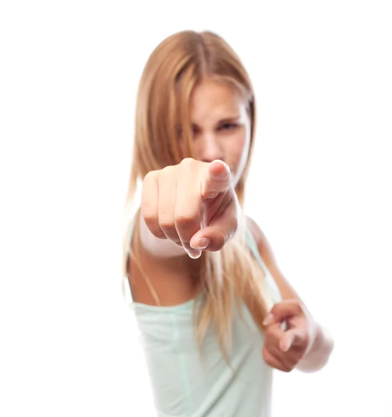 Young cool woman pointing you — Stock Photo, Image