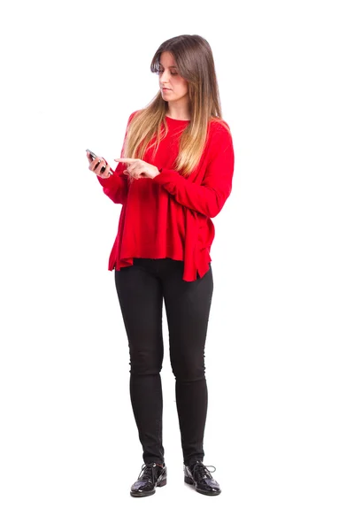 Jeune fille cool avec un téléphone — Photo