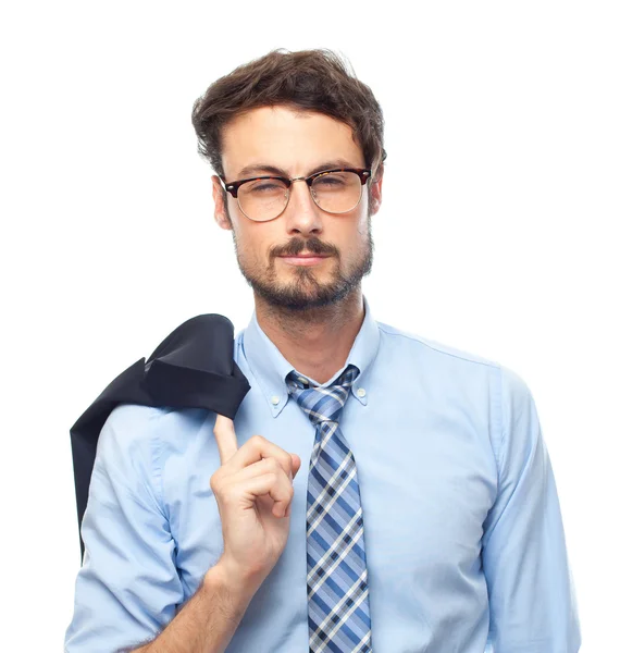 Young crazy businessman proud gesture — Stock Photo, Image