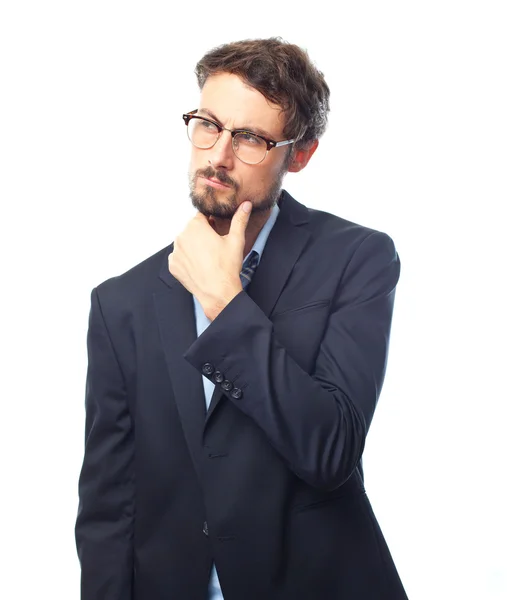 Young crazy businessman thinking — Stock Photo, Image