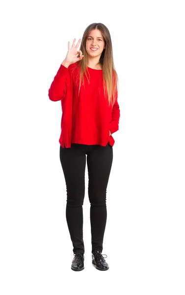 Young cool girl ok gesture — Stock Photo, Image