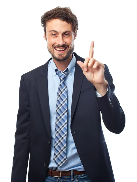 Young crazy businessman having an idea — Stock Photo, Image