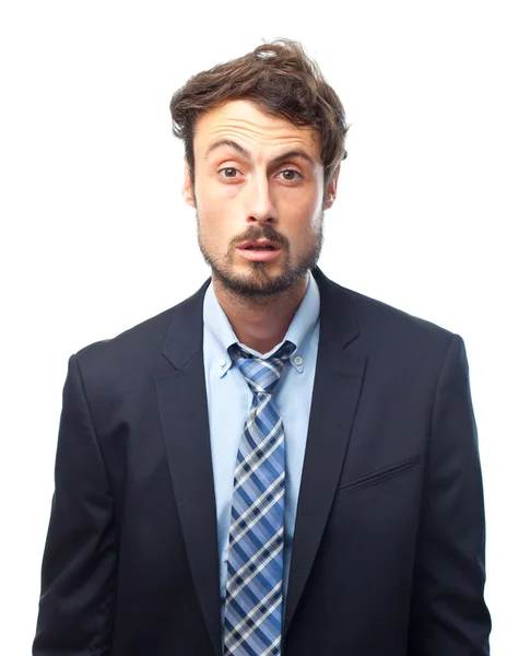 Young crazy businessman confused face — Stock Photo, Image