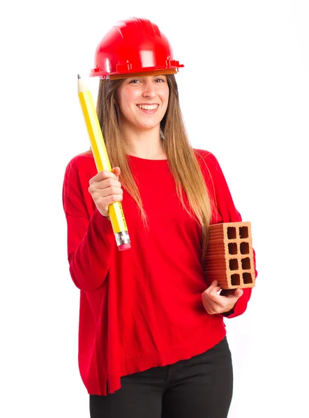 Young cool girl architect — Stock Photo, Image