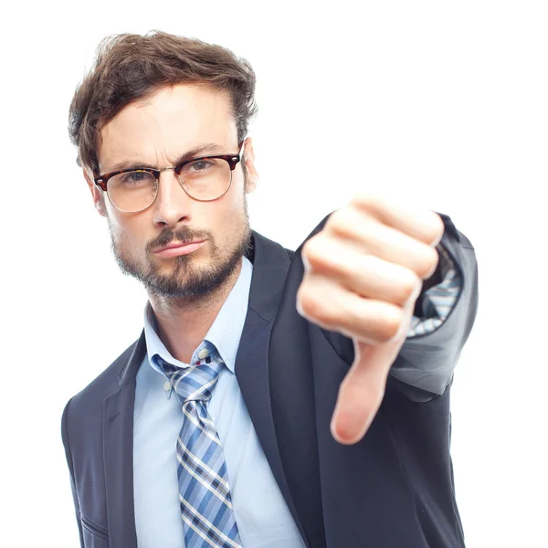 Young crazy businessman disagreement gesture — Stock Photo, Image