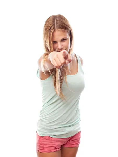 Young cool woman pointing you — Stock Photo, Image