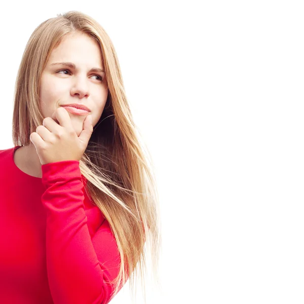 Junge coole Frau zweifelt — Stockfoto