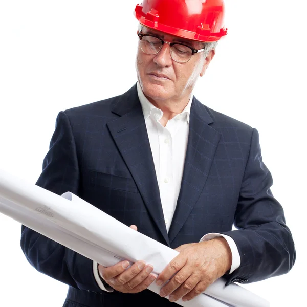 Senior onhartelijk mens architect concept — Stockfoto