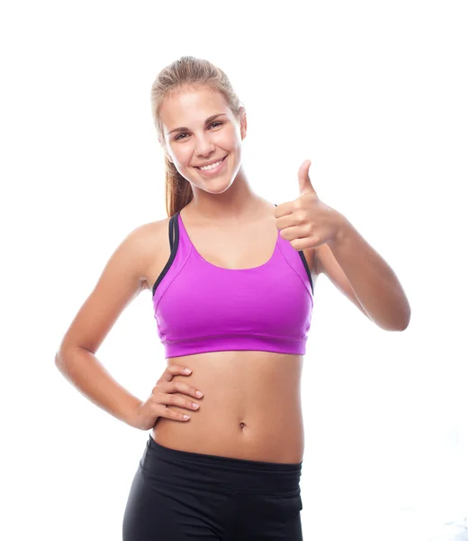 Young cool woman all right sign — Stock Photo, Image