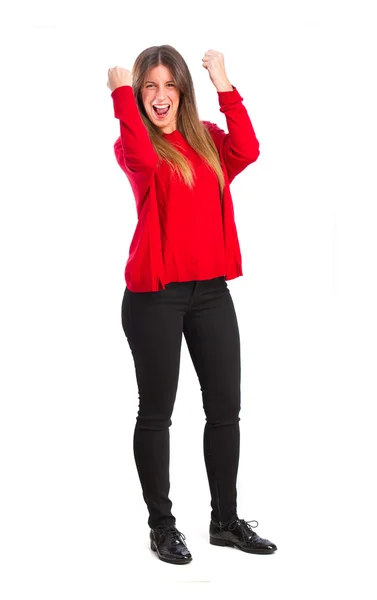 Young cool girl celebrating gesture — Stock Photo, Image