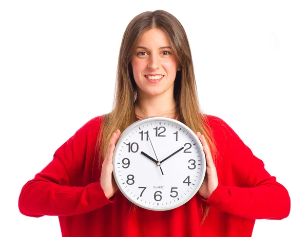 Young cool girl with a clock — Stock Photo, Image