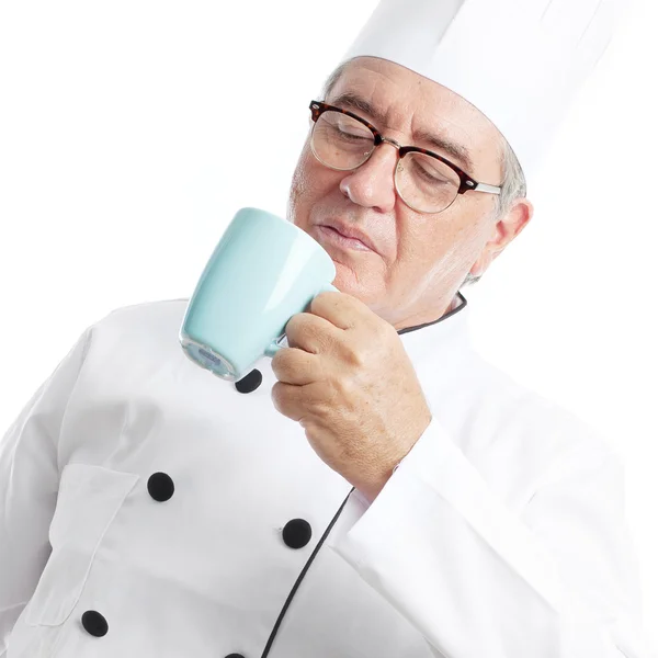 Senior cool man met een kopje thee — Stockfoto