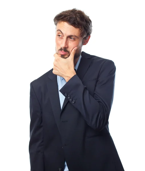 Young crazy businessman doubting — Stock Photo, Image