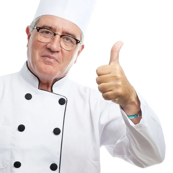 Senior cool man all right gesture — Stock Photo, Image