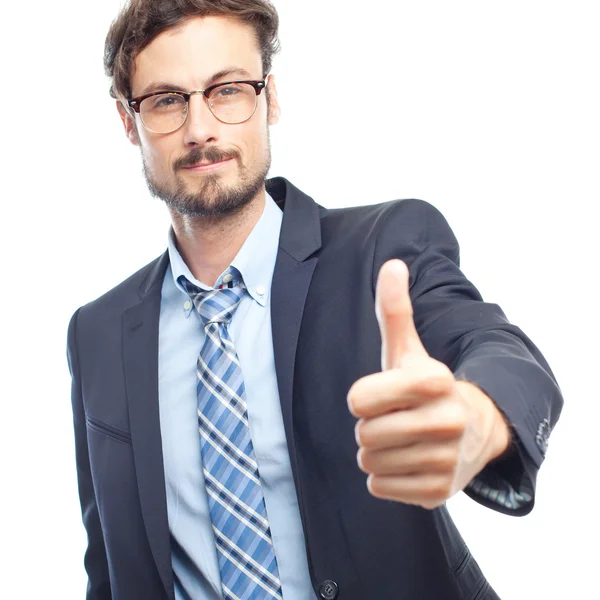 Young crazy businessman all right gesture — Stock Photo, Image