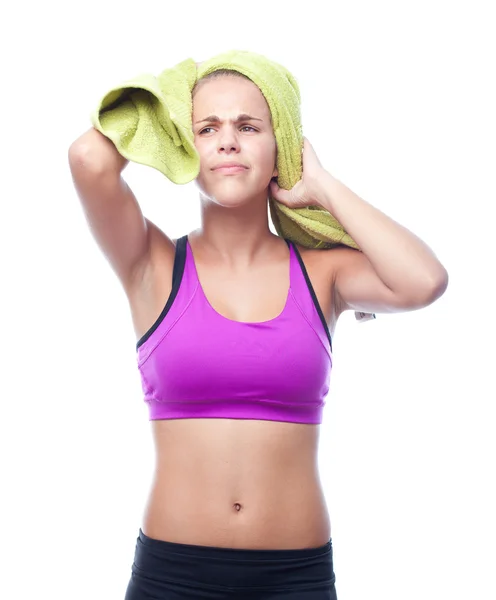 Young cool womanwith a towel — Stock Photo, Image