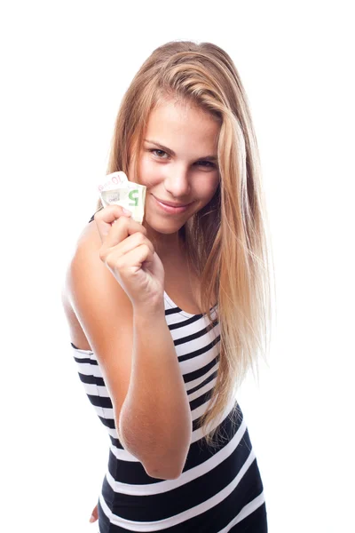 Young cool woman with money — Stock Photo, Image