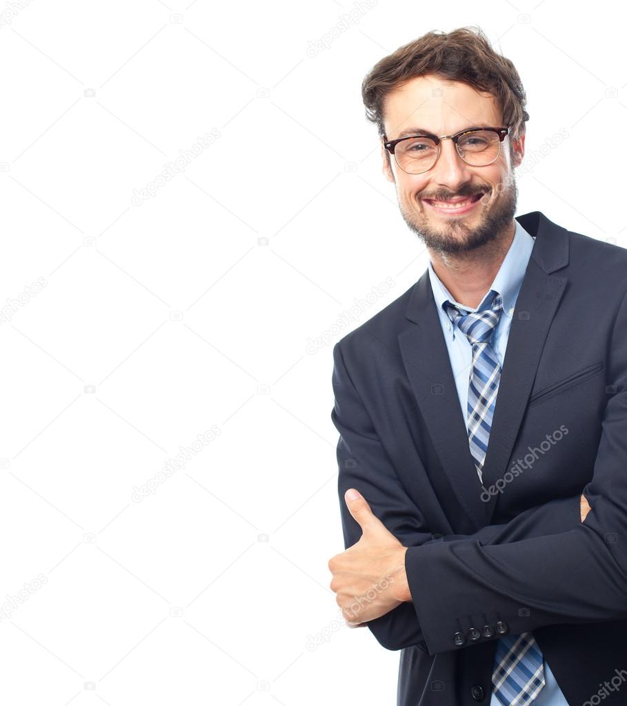 Young crazy businessman confidence gesture