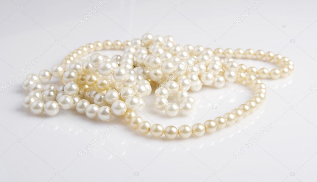 Close up white pearls