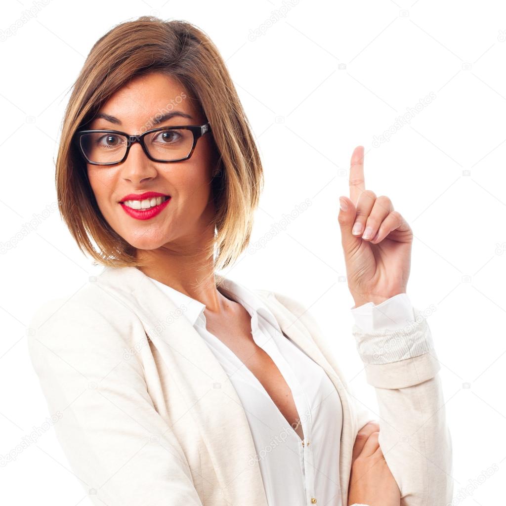 young cool woman pointing